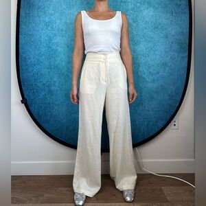Zara Linen, Cream, High Waisted Women's Pants